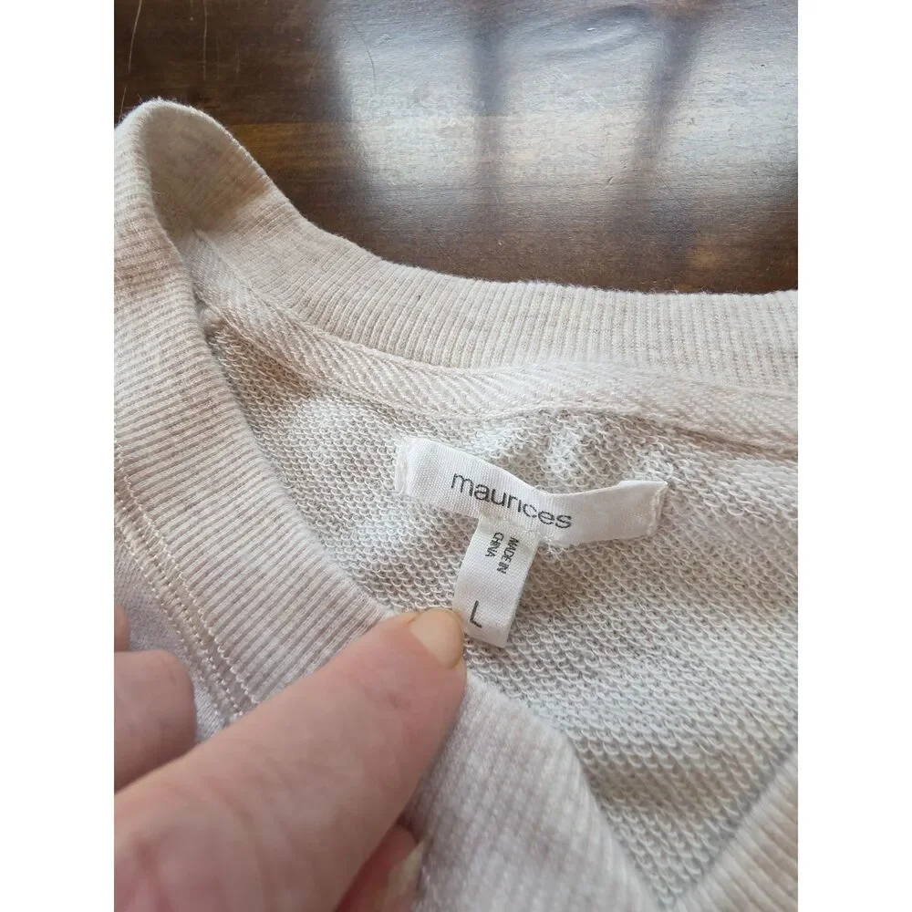 Maurices Colorblock Sweatshirt Large Neutral Pink Pastel Stripe Pullover Casual - Picture 4 of 7
